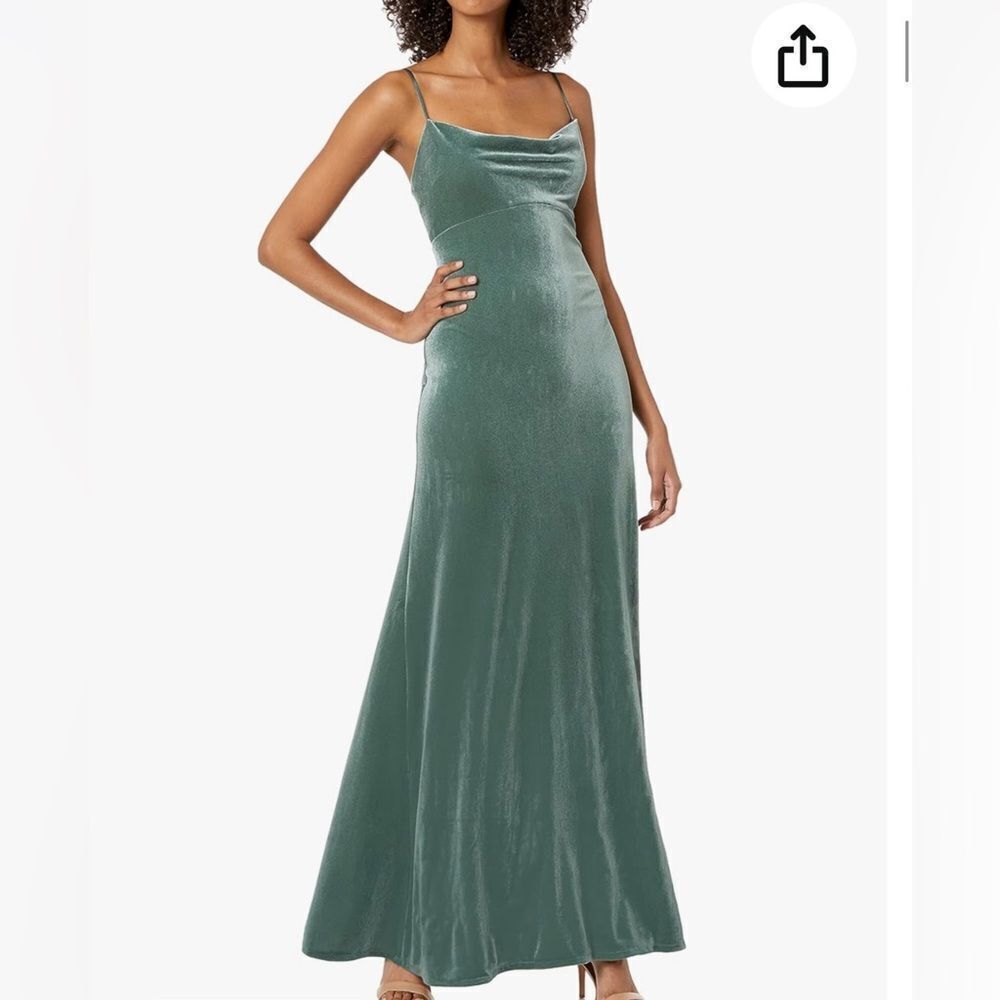 Jenny Yoo Women's Sammi Velvet Cowl Neck Slip Dress in Eucalyptus